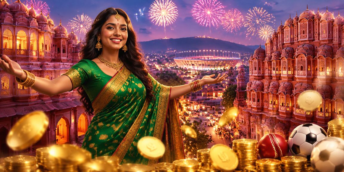 Lady enjoying cricket and casino promotions in Jaipur with traditional saree